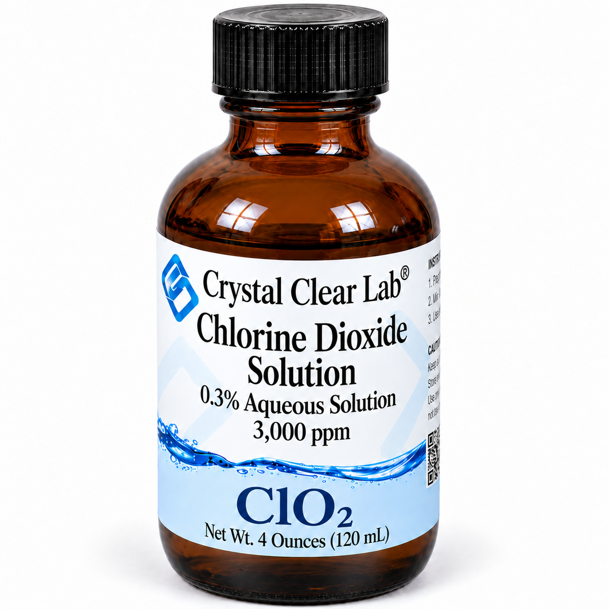 Chlorine Dioxide Solution 3000 ppm — 4 oz / Amber Glass / 1