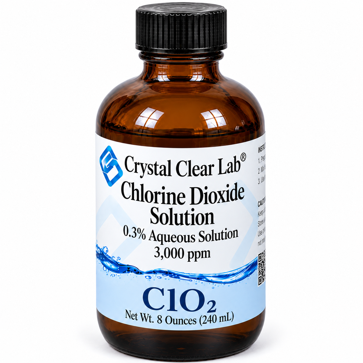 Chlorine Dioxide Solution 3000 ppm — 8 oz / Amber Glass / 1