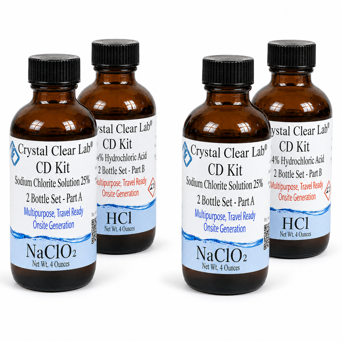 4 oz / Amber Glass / 2 Kits (4 bottles)