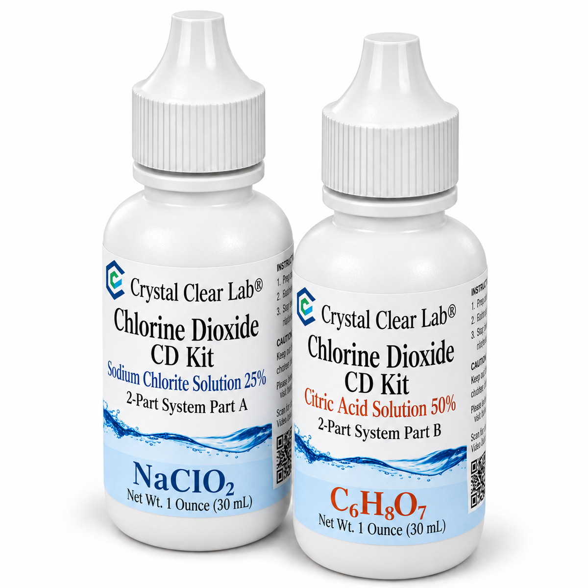 Chlorine Dioxide Citric Acid Kits — 1 oz / HDPE Plastic / 1
