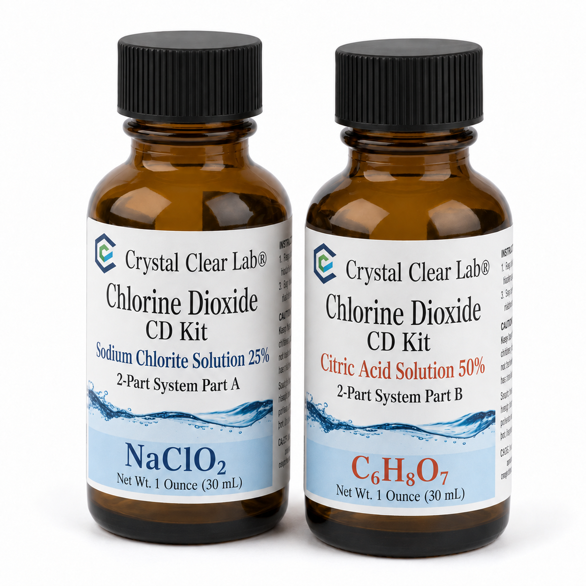 Chlorine Dioxide Citric Acid Kits — 1 oz / Amber Glass / 1