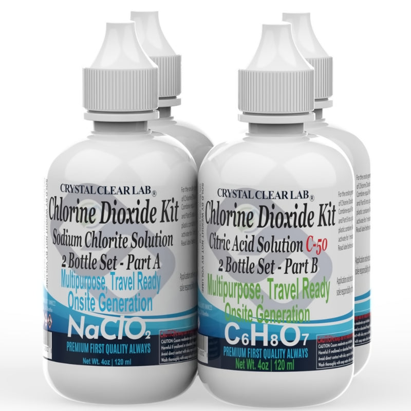 Chlorine Dioxide Citric Acid 4oz Dropper Bottles