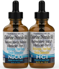 Crystal Clear Chlorine Dioxide Kit | Hydrochloric Acid 4-5% (HCl) : Sodium Solution (8oz) Liquid Set, , 4 Fluid Ounces, Pack of 2