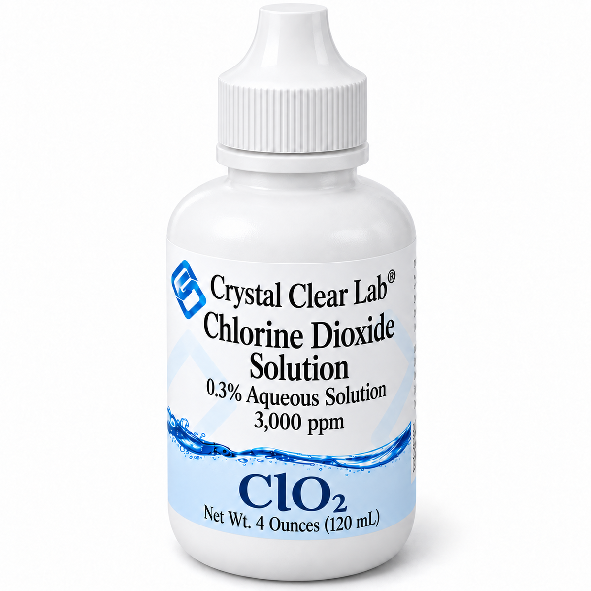 Chlorine Dioxide Solution 3000 ppm — 4 oz / HDPE Plastic / 1