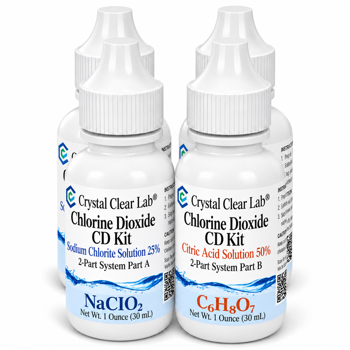 Chlorine Dioxide Citric Acid Kits — 1 oz / HDPE Plastic / 2
