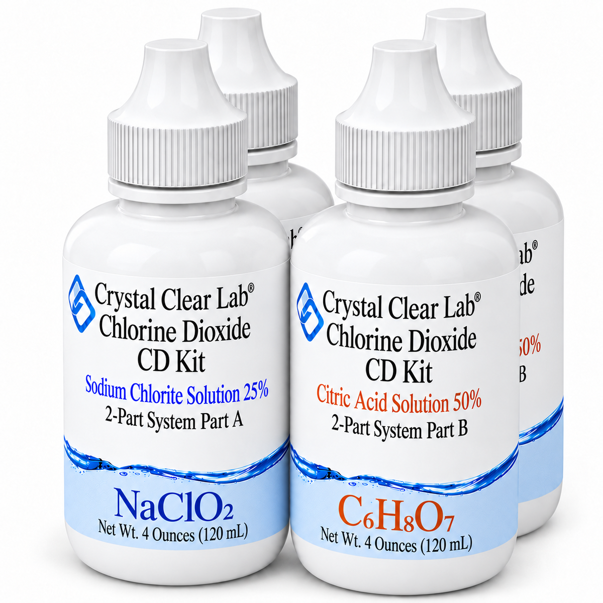 Chlorine Dioxide Citric Acid Kits — 4 oz / HDPE Plastic / 2
