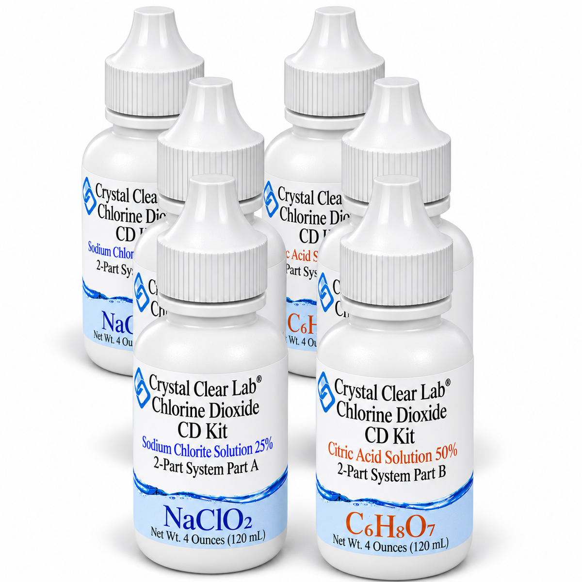 Chlorine Dioxide Citric Acid Kits — 4 oz / HDPE Plastic / 3