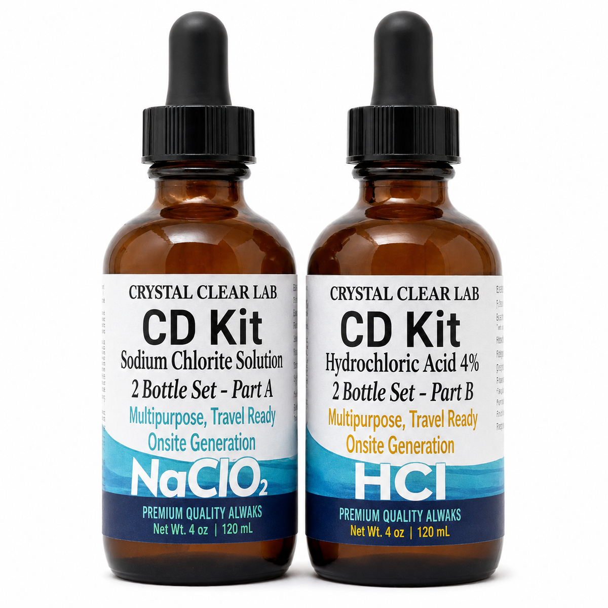 4 oz / Amber Glass / 1 Kit (2 bottles)