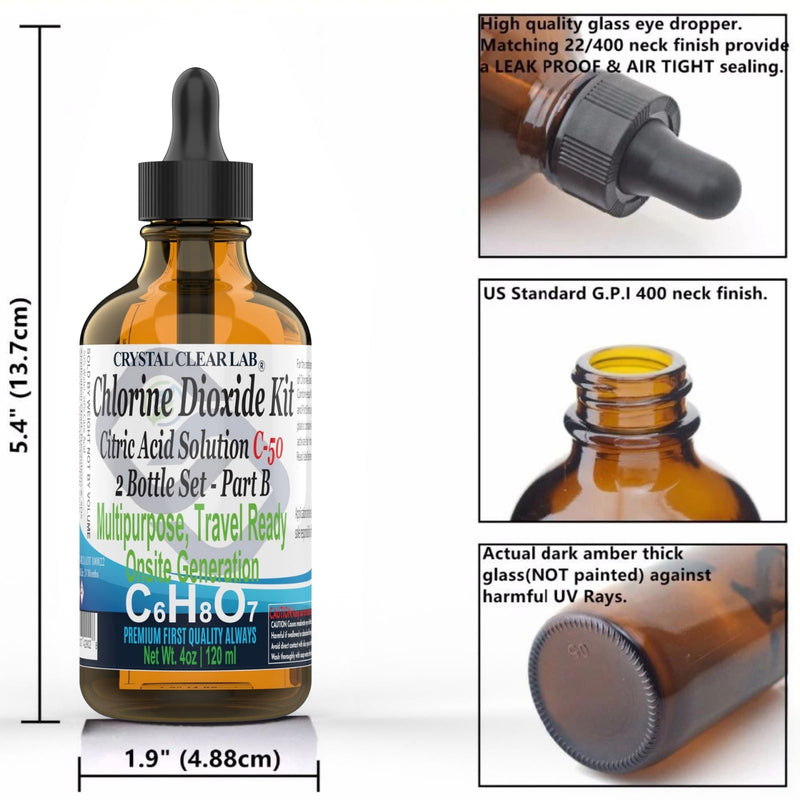 Chlorine Dioxide with Citric Acid, 4oz 8 Bottles Total