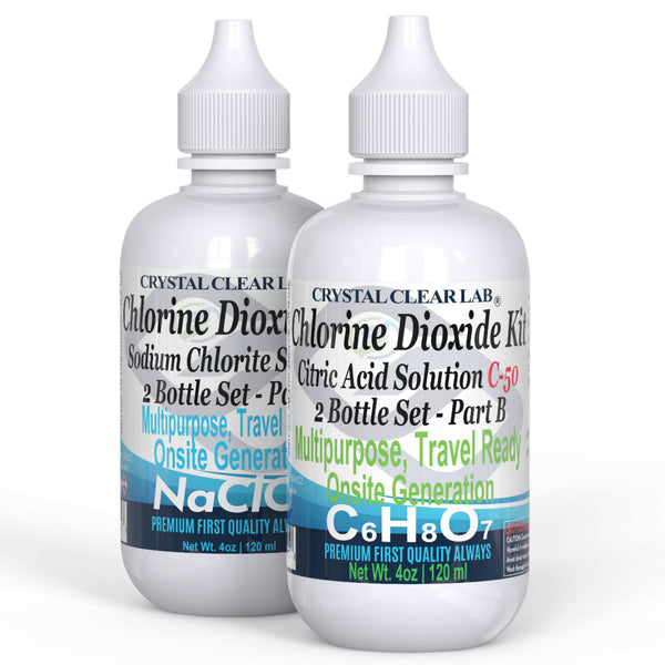 Chlorine Dioxide Citric Acid 1oz-4oz Plastic Bottle