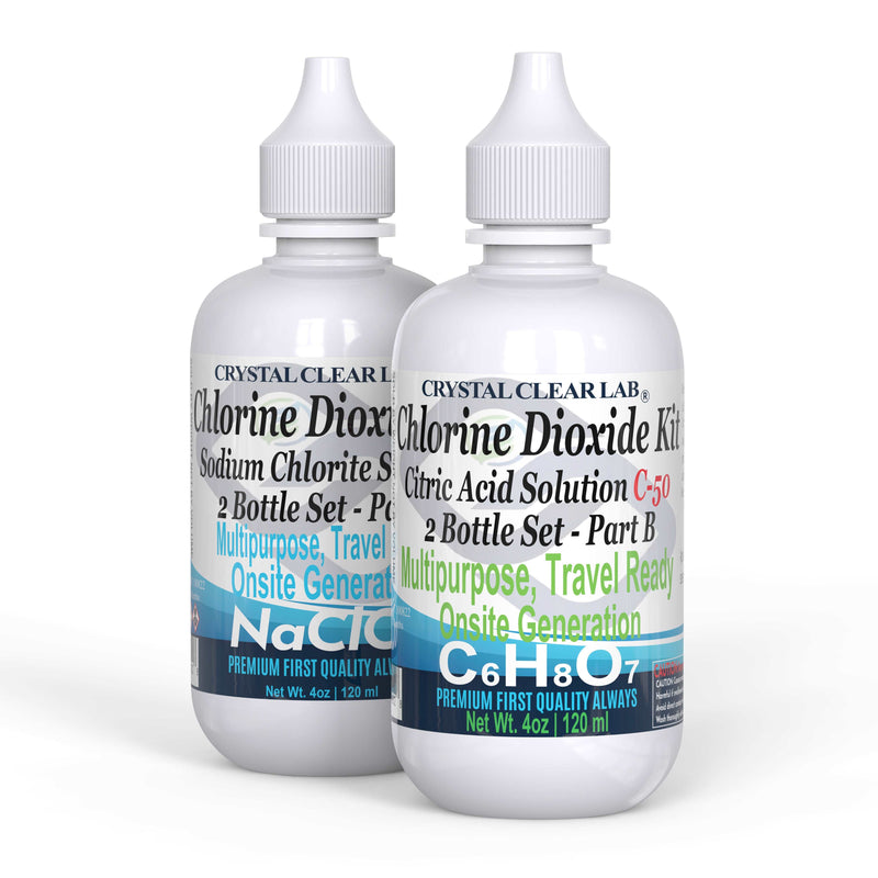 Chlorine Dioxide Citric Acid 1oz-4oz Plastic Bottle