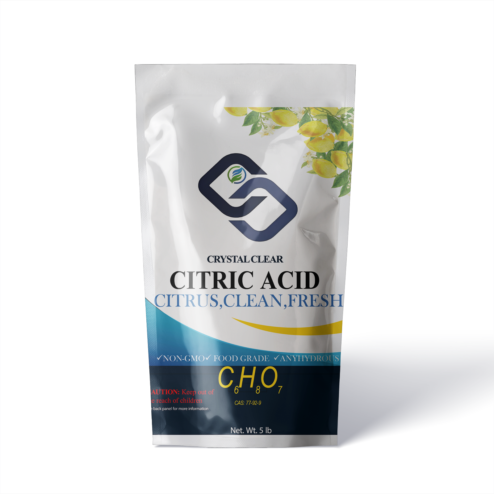 Crystal Clear Citric Acid Powder, Food Grade Non GMO Bulk